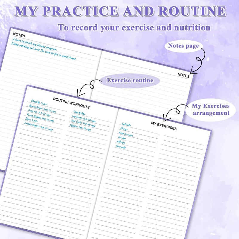 Getvow Fitness Planner - Workout Planner for Woman and Man - A5 Hardcover Workout Journal/Planner to Track Weight Loss, GYM, Bodybuilding Progress - Daily Health & Wellness Tracker, Purple - Image 5